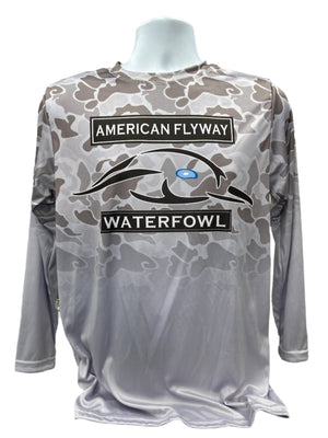 American Flyway Waterfowl GREY / SMALL AFW Fishing Shirt with OSC Logo