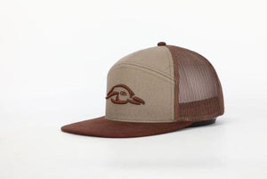 American Flyway Waterfowl Hats AF Waterfowl 3D Puff Logo 7 Panel Trucker Khaki - Rust Brown