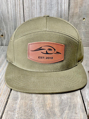 American Flyway Waterfowl Leather Patch 7 Panel All Loden Cap