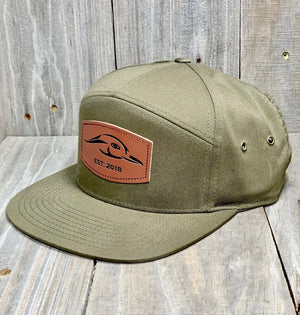 American Flyway Waterfowl Leather Patch 7 Panel All Loden Cap