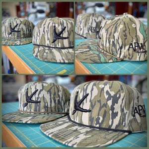 American Flyway Waterfowl Old School Camo Vintage Rope Old Rope Hat Original Mossy Oak w- Turkey Tracks