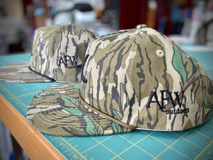 American Flyway Waterfowl Old School Camo Vintage Rope Old Rope Hat Original Mossy Oak w- Turkey Tracks