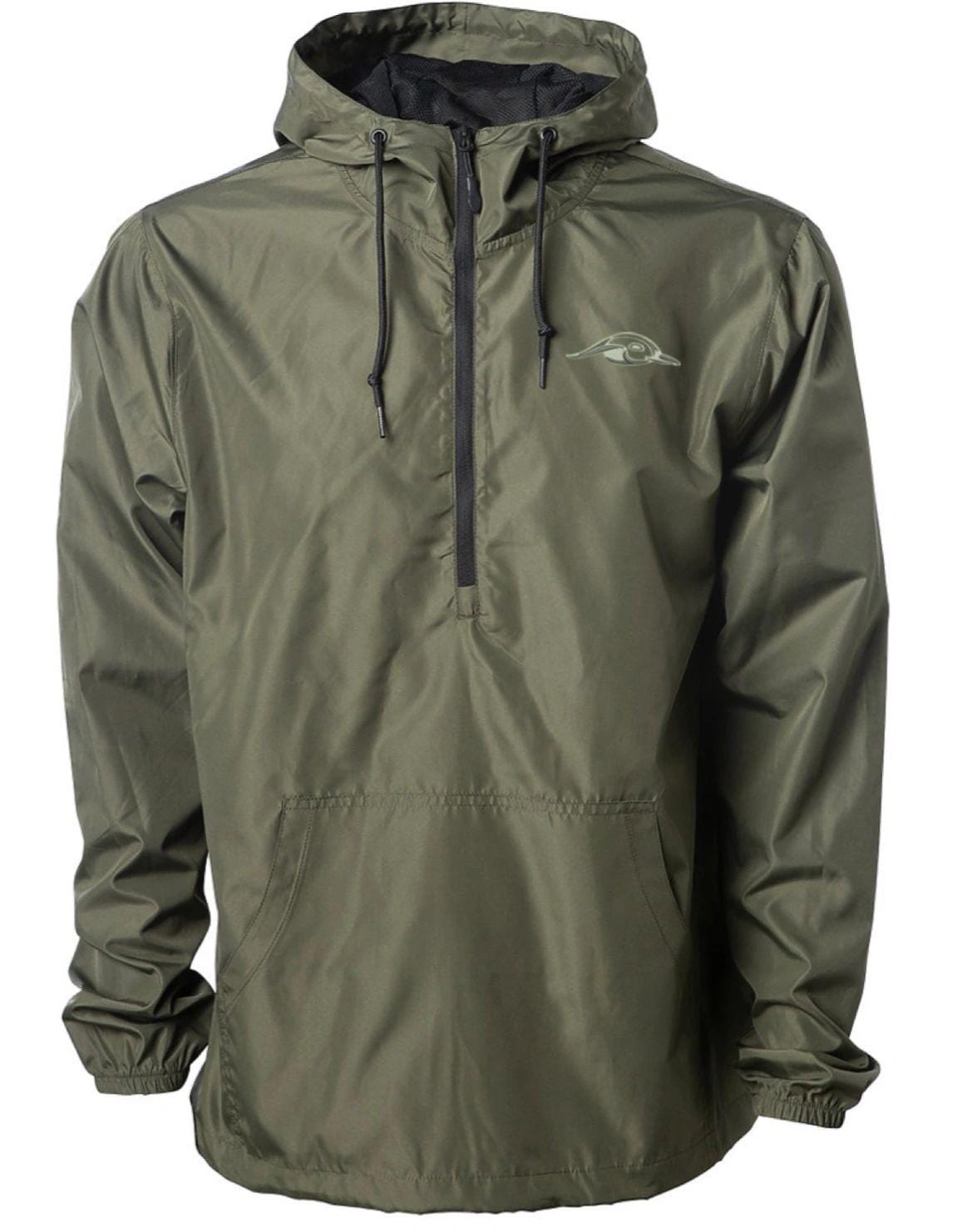 American Flyway Waterfowl Outerwear AF Waterfowl Olive Lightweight 1-4 Zip Pullover Windbreaker Jacket - Water Resistant