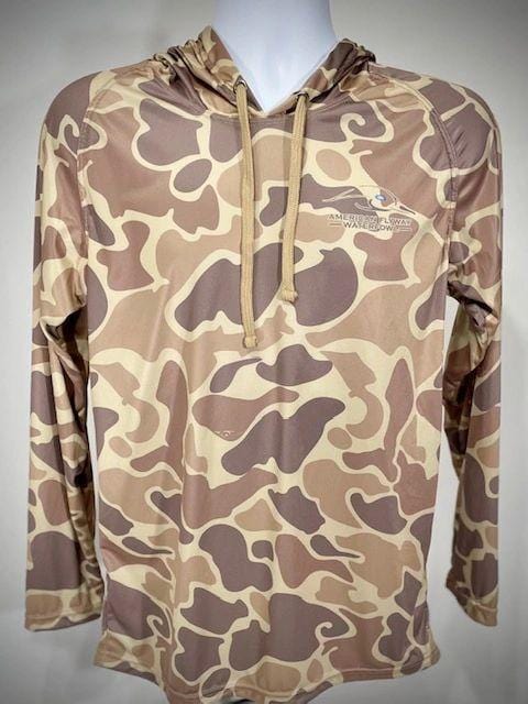 American Flyway Waterfowl Shirts Brown OSC Lightweight Performance Shirt with Hood and Flat Draw String