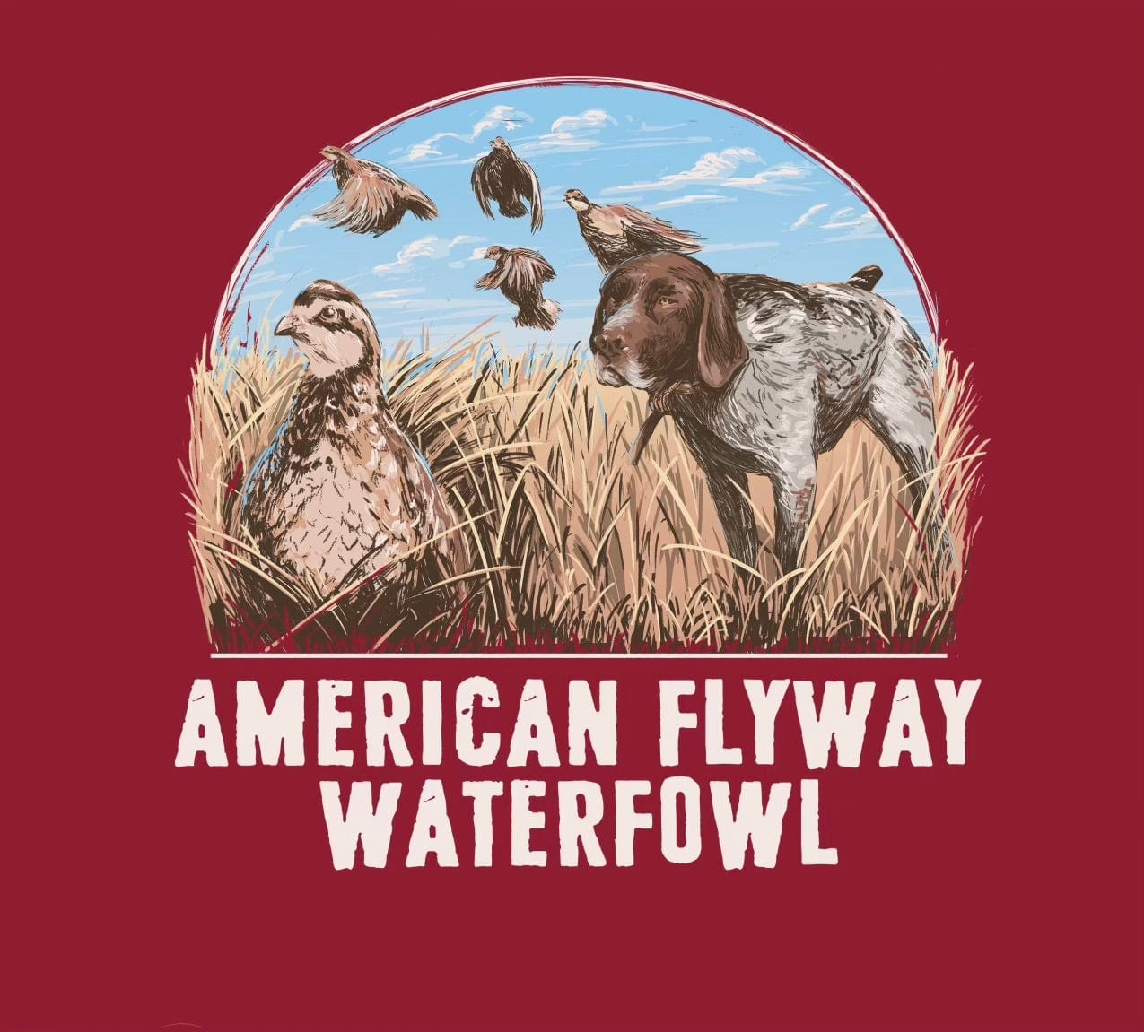 AMERICAN FLYWAY WATERFOWL Shirts Cardinal / Small The Quail and Pointer Tee