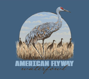 AMERICAN FLYWAY WATERFOWL Shirts Indigo / Small The Sandhill Crane Tee