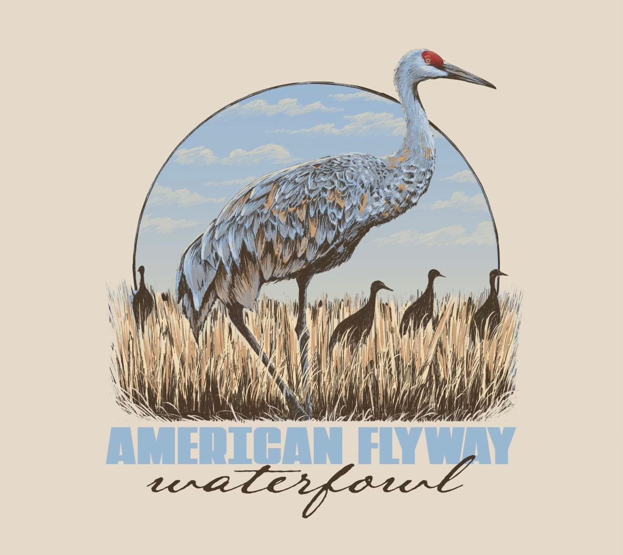 AMERICAN FLYWAY WATERFOWL Shirts Natural / Small The Sandhill Crane Tee