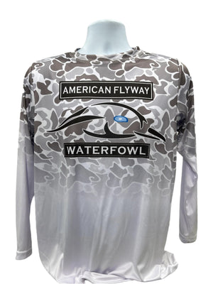 American Flyway Waterfowl WHITE / SMALL AFW Fishing Shirt with OSC Logo