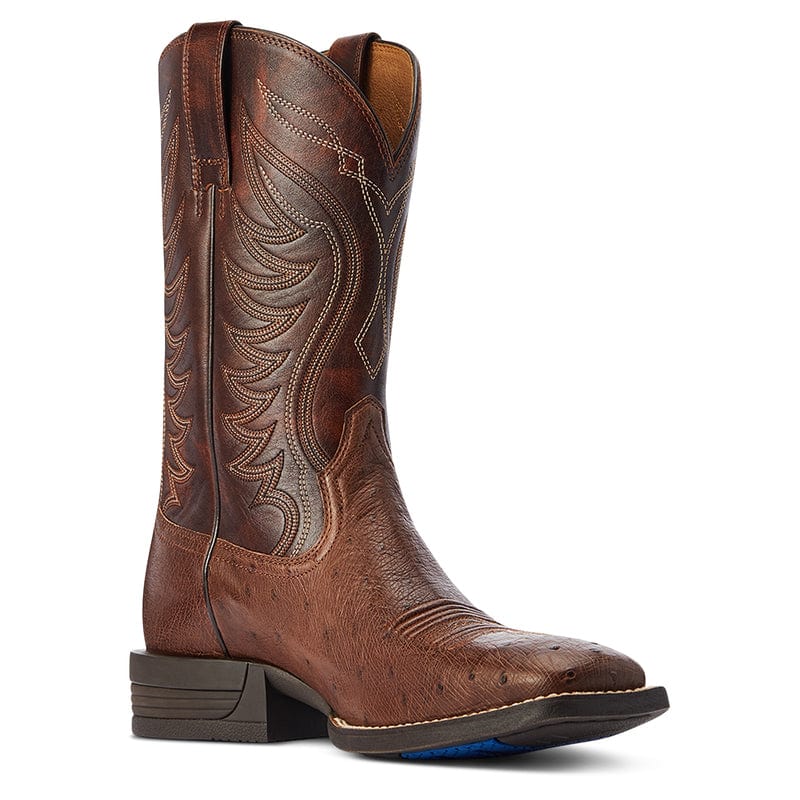 Ariat Men s Reckoning Dark Tabac Smooth Quill Ostrich Square Toe Exoti Russell s Western Wear Inc