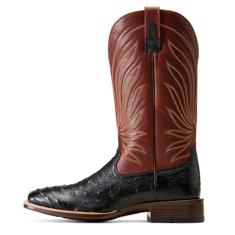 Mens Red Cowboy Boots Real Leather Pattern Ostrich Quill Western