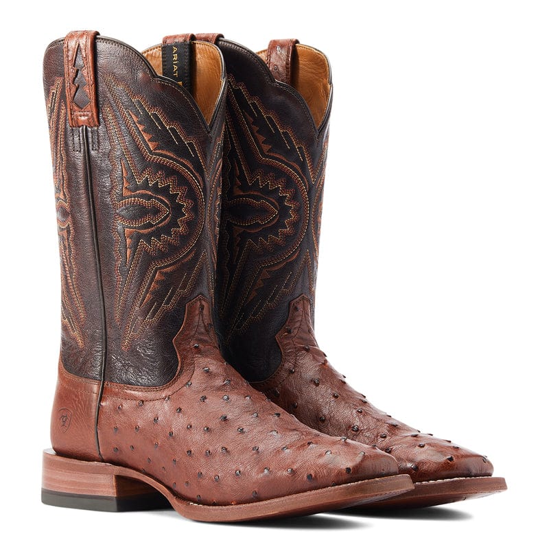 Ariat Men's Broncy Cinnamon Full Quill Ostrich Square Toe Western