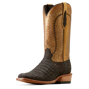 ARIAT INTERNATIONAL, INC. Boots Ariat Men's Futurity Finalist Brushed Chocolate Caiman Belly/Washed Gold Exotic Cowboy Boots 10050982