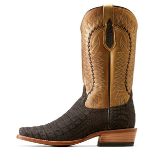 ARIAT INTERNATIONAL, INC. Boots Ariat Men's Futurity Finalist Brushed Chocolate Caiman Belly/Washed Gold Exotic Cowboy Boots 10050982