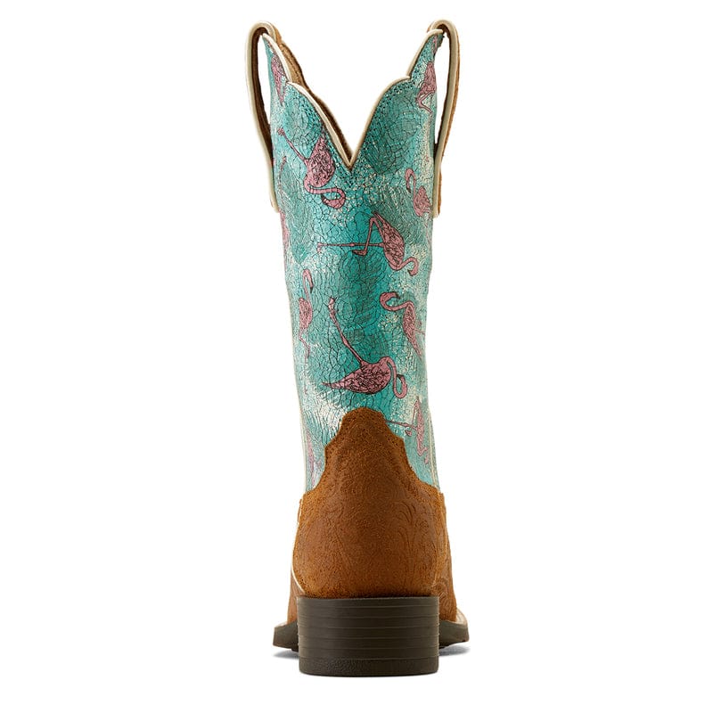 Ariat Women s Round Up Embossed Chestnut Wide Square Toe Western Boots Russell s Western Wear Inc