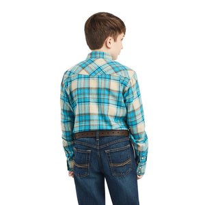 ARIAT INTERNATIONAL, INC. Shirts Ariat Boys Handley Sylvan Teal Retro Fit Long Sleeve Snap Shirt 10042318