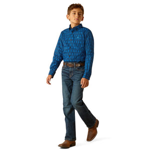 ARIAT INTERNATIONAL, INC. Shirts Ariat Boys Pascual Directoire Blue Classic Fit Long Sleeve Shirt 10048659