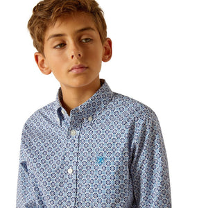 ARIAT INTERNATIONAL, INC. Shirts Ariat Boys Perry Blue Classic Fit Long Sleeve Shirt 10048658