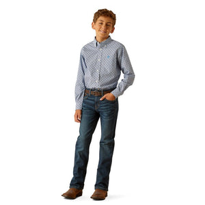 ARIAT INTERNATIONAL, INC. Shirts Ariat Boys Perry Blue Classic Fit Long Sleeve Shirt 10048658