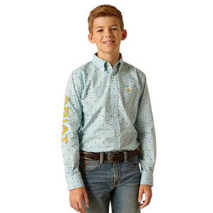 ARIAT INTERNATIONAL, INC. Shirts Ariat Kids Team Colton Aqua Classic Fit Long Sleeve Shirt 10051406