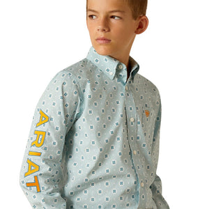 ARIAT INTERNATIONAL, INC. Shirts Ariat Kids Team Colton Aqua Classic Fit Long Sleeve Shirt 10051406