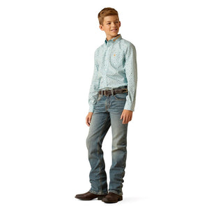 ARIAT INTERNATIONAL, INC. Shirts Ariat Kids Team Colton Aqua Classic Fit Long Sleeve Shirt 10051406