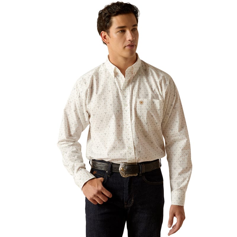 ARIAT INTERNATIONAL, INC. Shirts Ariat Men's Edmond White Classic Fit Long Sleeve Button Down Shirt 10051262