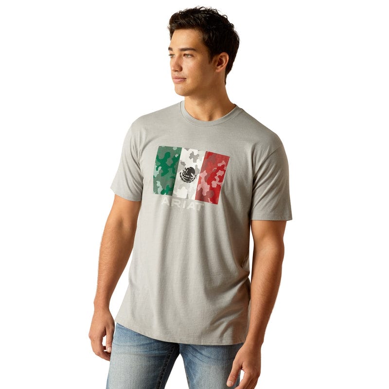 ARIAT INTERNATIONAL, INC. Shirts Ariat Men's Mexico Camo Flag Stone Heather Short Sleeve Graphic T-Shirt 10051751