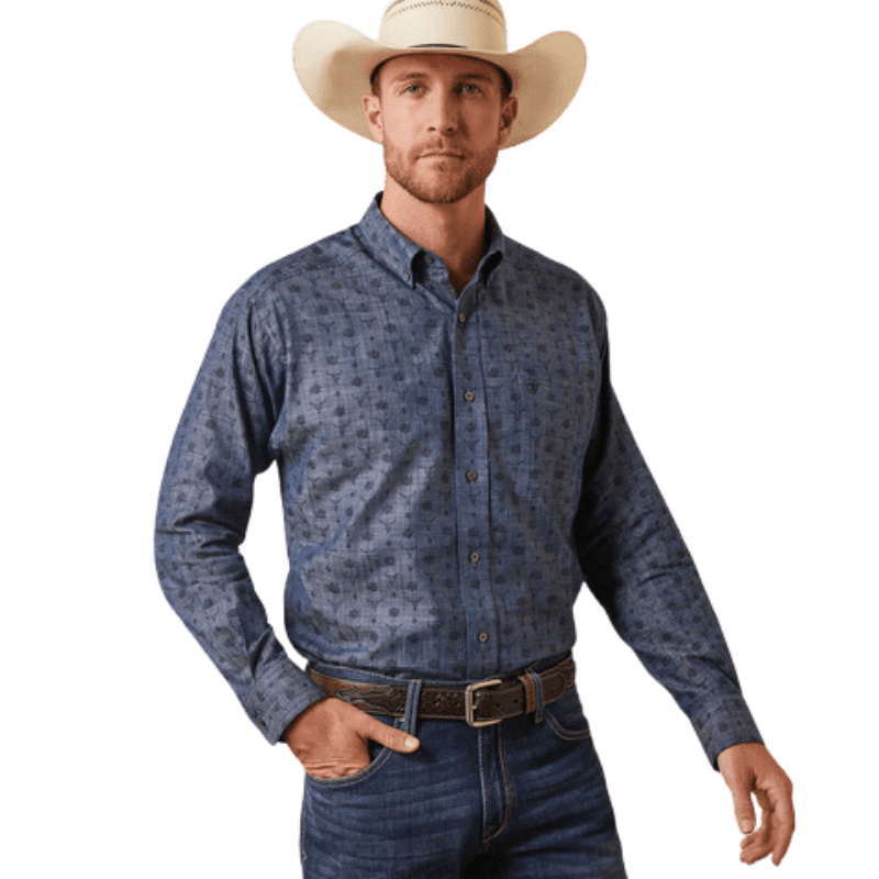 Classic fit chambray cotton shirt - Man