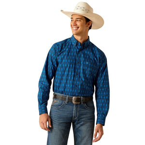 ARIAT INTERNATIONAL, INC. Shirts Ariat Men's Pascual Classic Fit Directoire Blue Long Sleeve Button Down Shirt 10048379