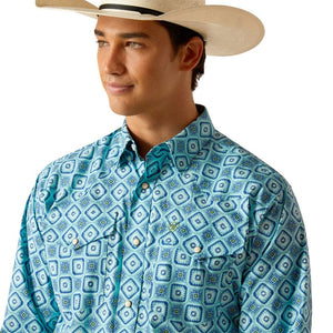 ARIAT INTERNATIONAL, INC. Shirts Ariat Men's Pearson Classic Fit Turquoise Long Sleeve Western Snap Shirt 10048500