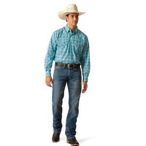 ARIAT INTERNATIONAL, INC. Shirts Ariat Men's Pearson Classic Fit Turquoise Long Sleeve Western Snap Shirt 10048500