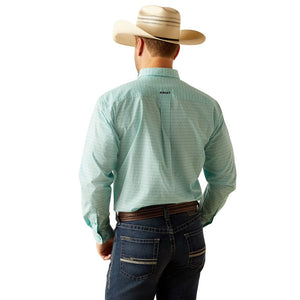 ARIAT INTERNATIONAL, INC. Shirts Ariat Men's Team Gian Classic Fit Light Aqua Long Sleeve Button Down Shirt 10048394