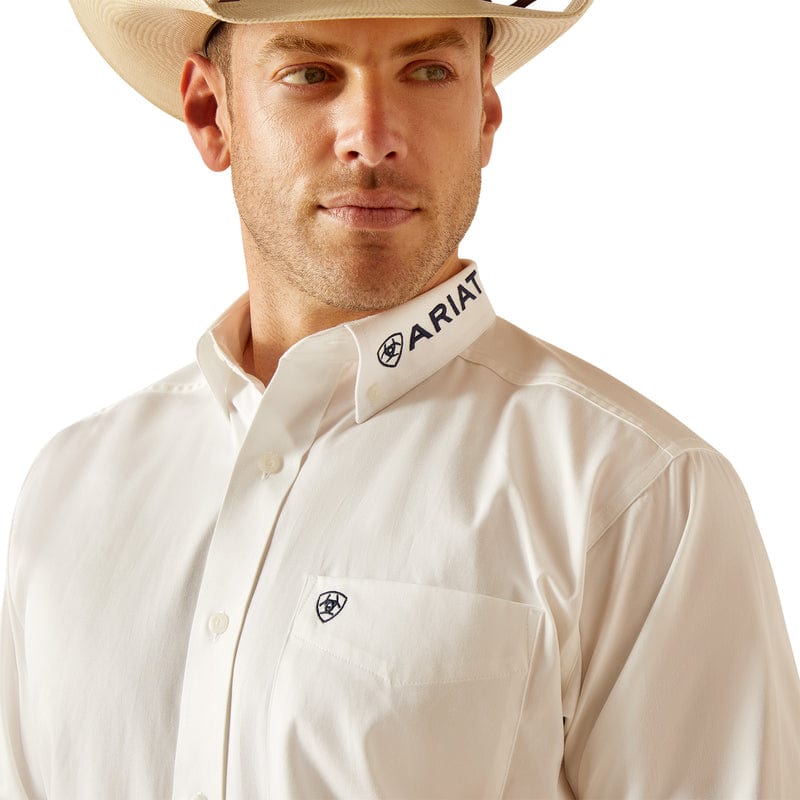Ariat Men s Team Logo Twill Classic Fit Long Sleeve Shirt White