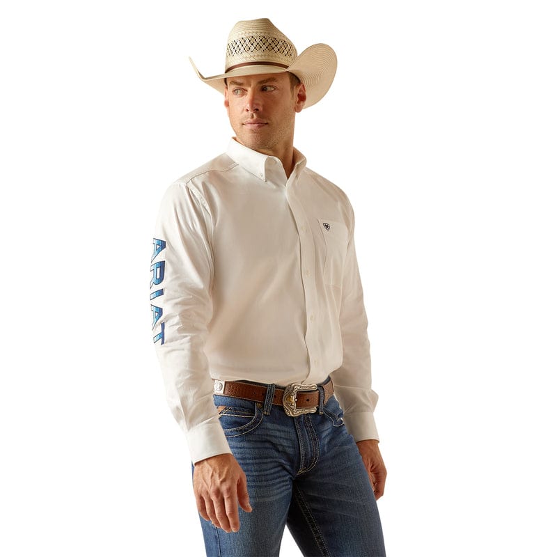 ARIAT INTERNATIONAL, INC. Shirts Ariat Men's Team Logo Twill White Classic Fit Long Sleeve Button Down Shirt 10051337