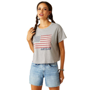 ARIAT INTERNATIONAL, INC. Shirts Ariat Women's Homespun Flag Heather Grey Graphic T-Shirt 10051298