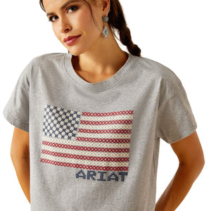 ARIAT INTERNATIONAL, INC. Shirts Ariat Women's Homespun Flag Heather Grey Graphic T-Shirt 10051298