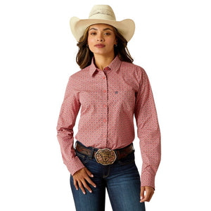 ARIAT INTERNATIONAL, INC. Shirts Ariat Women's Kirby Garnet Rose Geo Long Sleeve Stretch Shirt 10051332