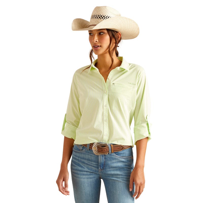 Ariat Women's VentTEK Lime Stripe Long Sleeve Button Down Stretch Shirt  10048860