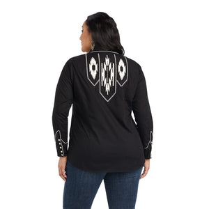 ARIAT Ladies - Shirt - Woven Ariat Women's Black Retro Snap Chimayo Long Sleeve Shirt 10042139