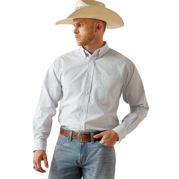 ARIAT Shirts Ariat Men's Alan Wrinkle Free Blue Plaid Button Down Western Shirt 10054690