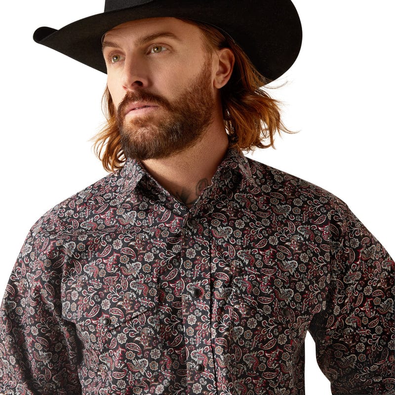 Brody' Men's Ariat Cowboy Print Long Sleeve Pearl Snap Shirt (S- XXL)