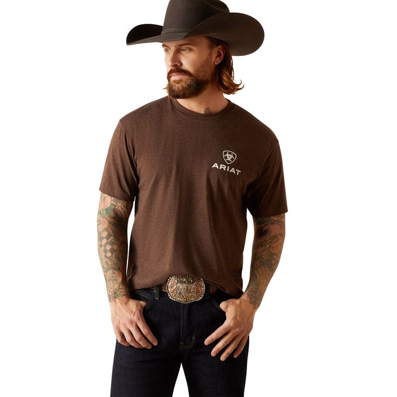 ARIAT Shirts Ariat Men's Outline Circle Brown Heather Short Sleeve T-Shirt 10047893