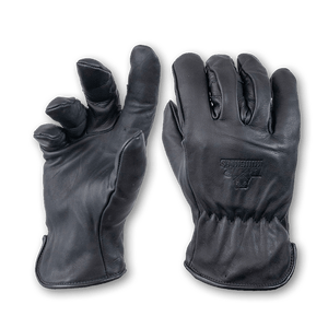 Bear Knuckles Gloves Fleece-Lined Water Resistant Black Leather Cowhide Driver Gloves - D409