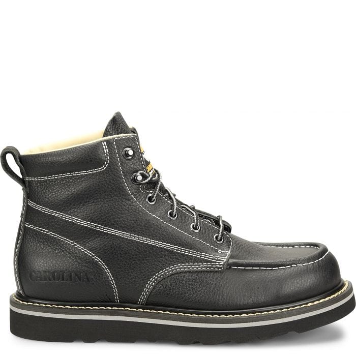 Carolina Men s Flatiron Black Moc Toe Wedge Work Boots CA7007 Russell s Western Wear Inc