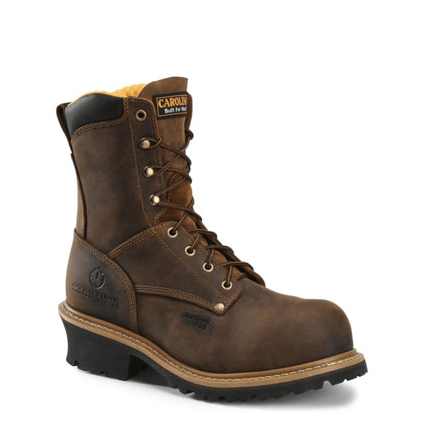 Carolina Men s Poplar Brown Composite Toe Logger Boots CA9853 Russell s Western Wear Inc