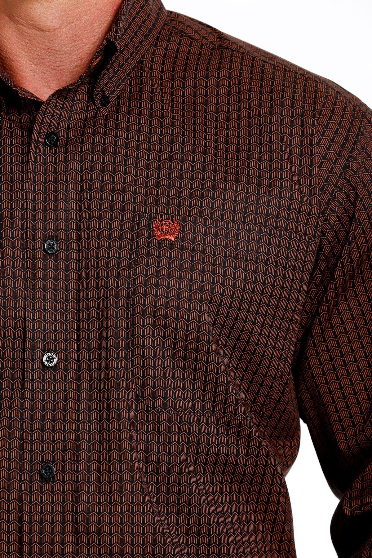 Cinch Men's Solid Brown Button Down Long Sleeve Western Shirt