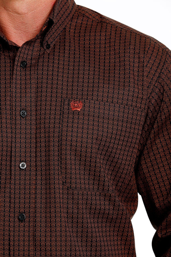 Mens Cinch Orange Chevron Long Sleeve Print Western Button Shirt - Cowpokes  Western Shop