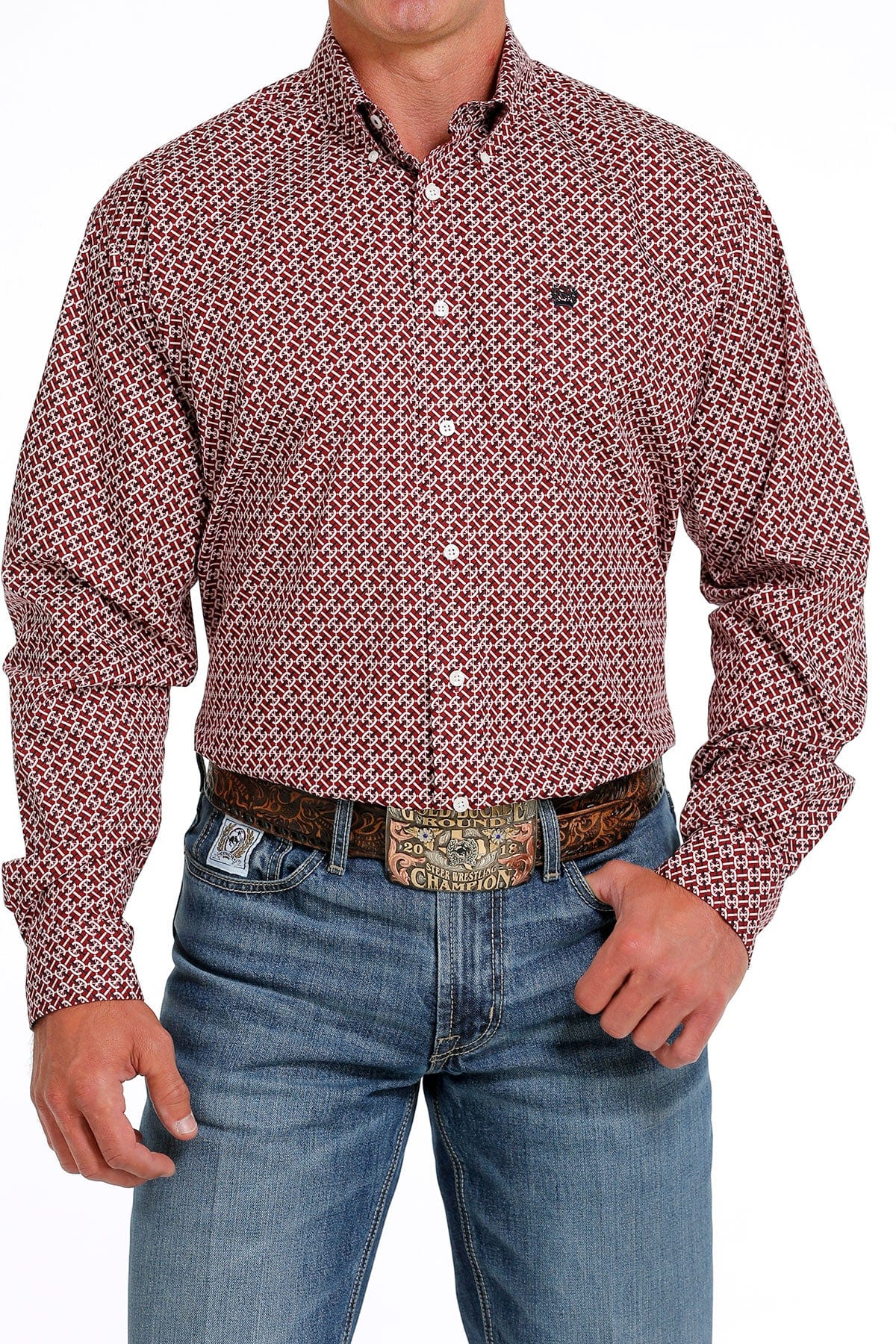 Cinch Mens Long Sleeve Print Brown, XL - MTW1105610