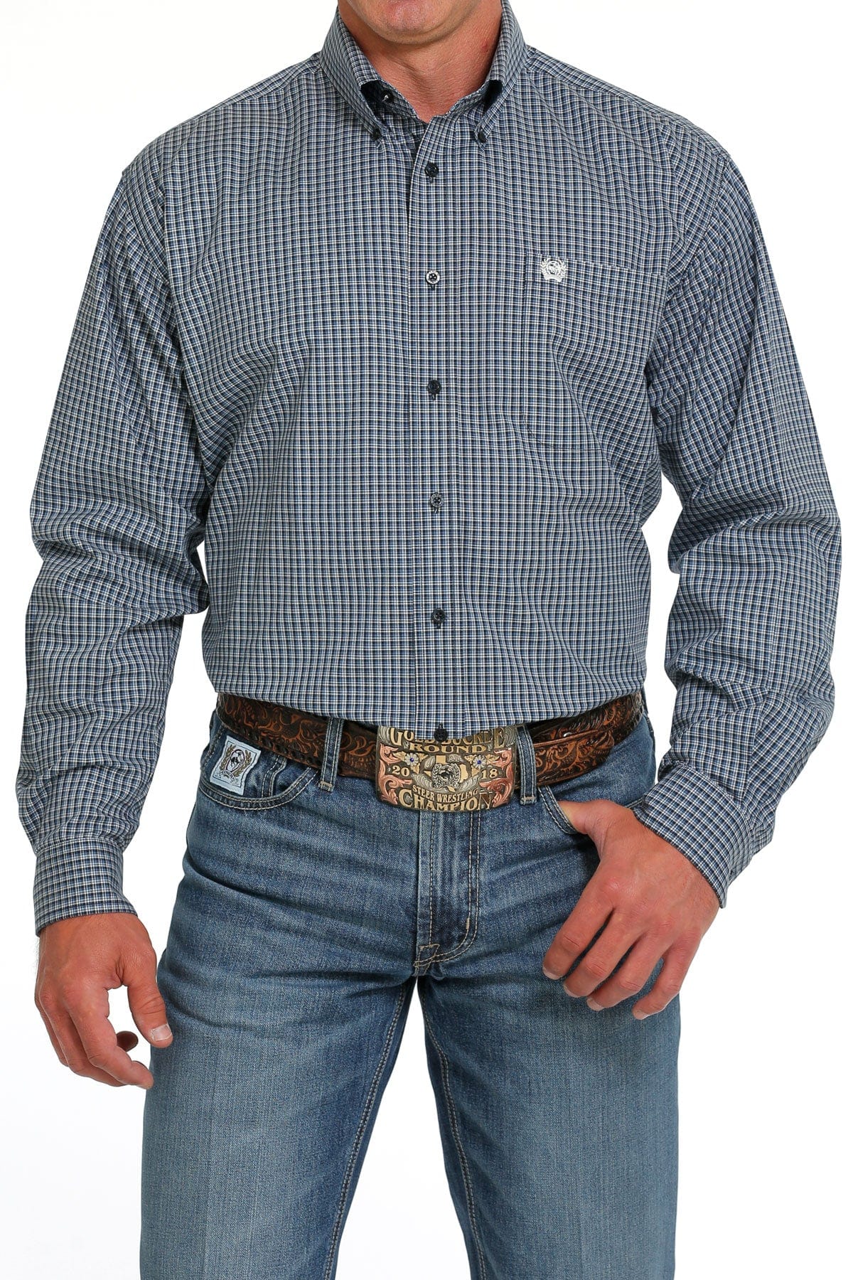 Cinch Men's Navy Blue Plaid Long Sleeve Button Down Western Shirt MTW1 - Russell's  Western Wear, Inc.