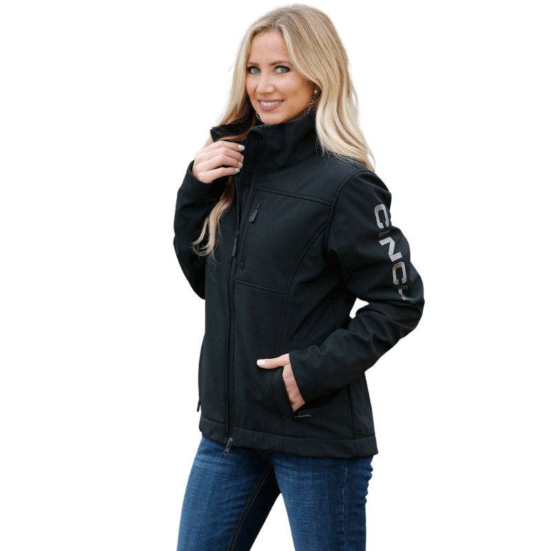 Wrangler Womens Softshell Jacket- BLACK/ PINK